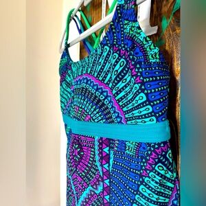 PrAna Swimwear in Blue and Purple Pattern Tankini Top, Women’s Sz XS